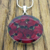 Circle Poppy Silver Flower Pendant